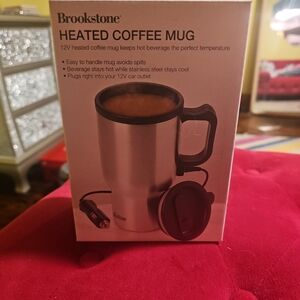 NIB Brookstone Heated Coffee Mug 13oz Cup Office Car Auto Power 12V